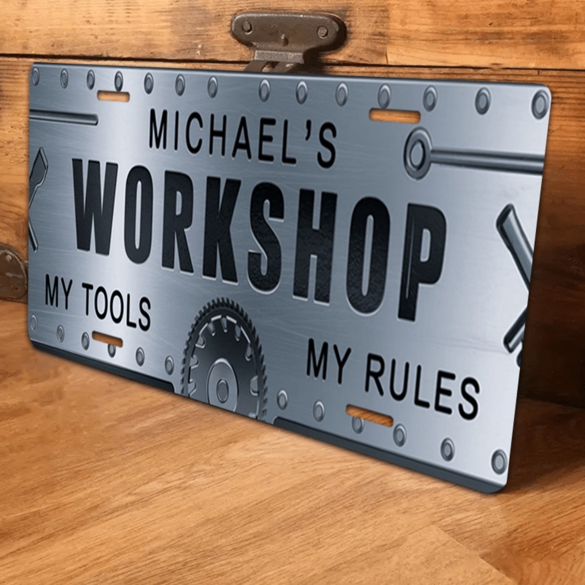 Workshop Tools And Names - Gepersonaliseerde Naam Workshop Aluminium Bord 6x12