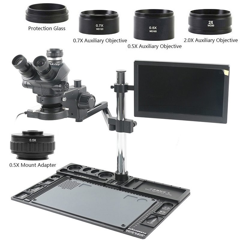 Workbench Portable Fold - 3.5x-100x Zoom Confocal Trinoculaire Opklapbare Kruisarm