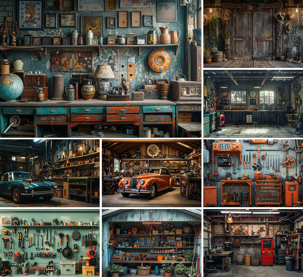 Workshop Tools Photos - Mehofond Fotografie Achtergrond Vintage Garage Auto