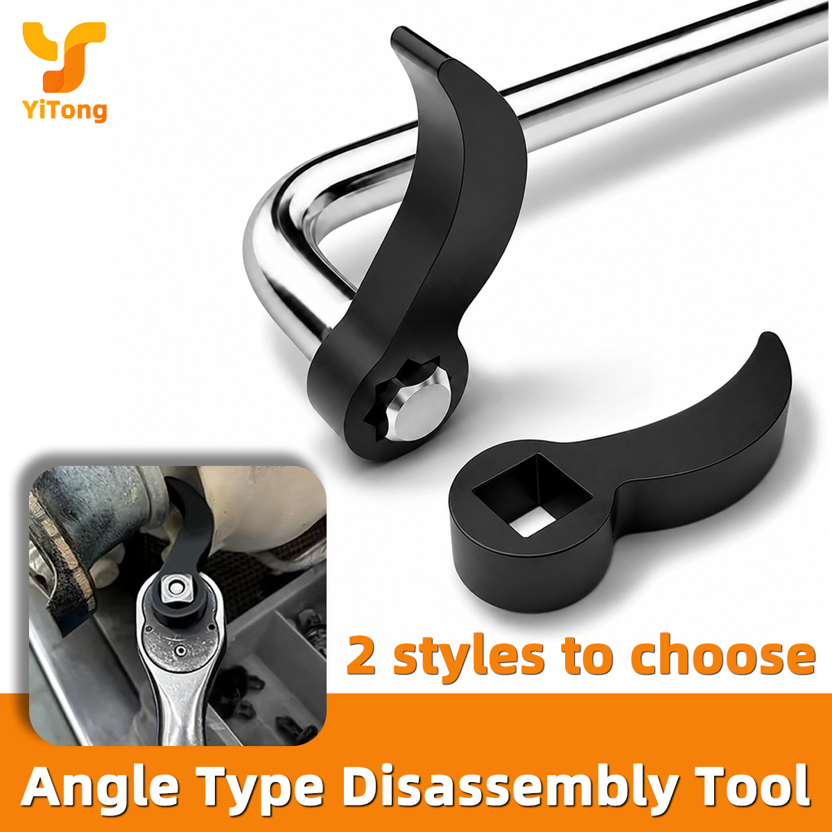 Workshop Tools Types - Yitong Hoekvormige Pry Bar Sleuteladapterkop, Ratel-aansluiting,