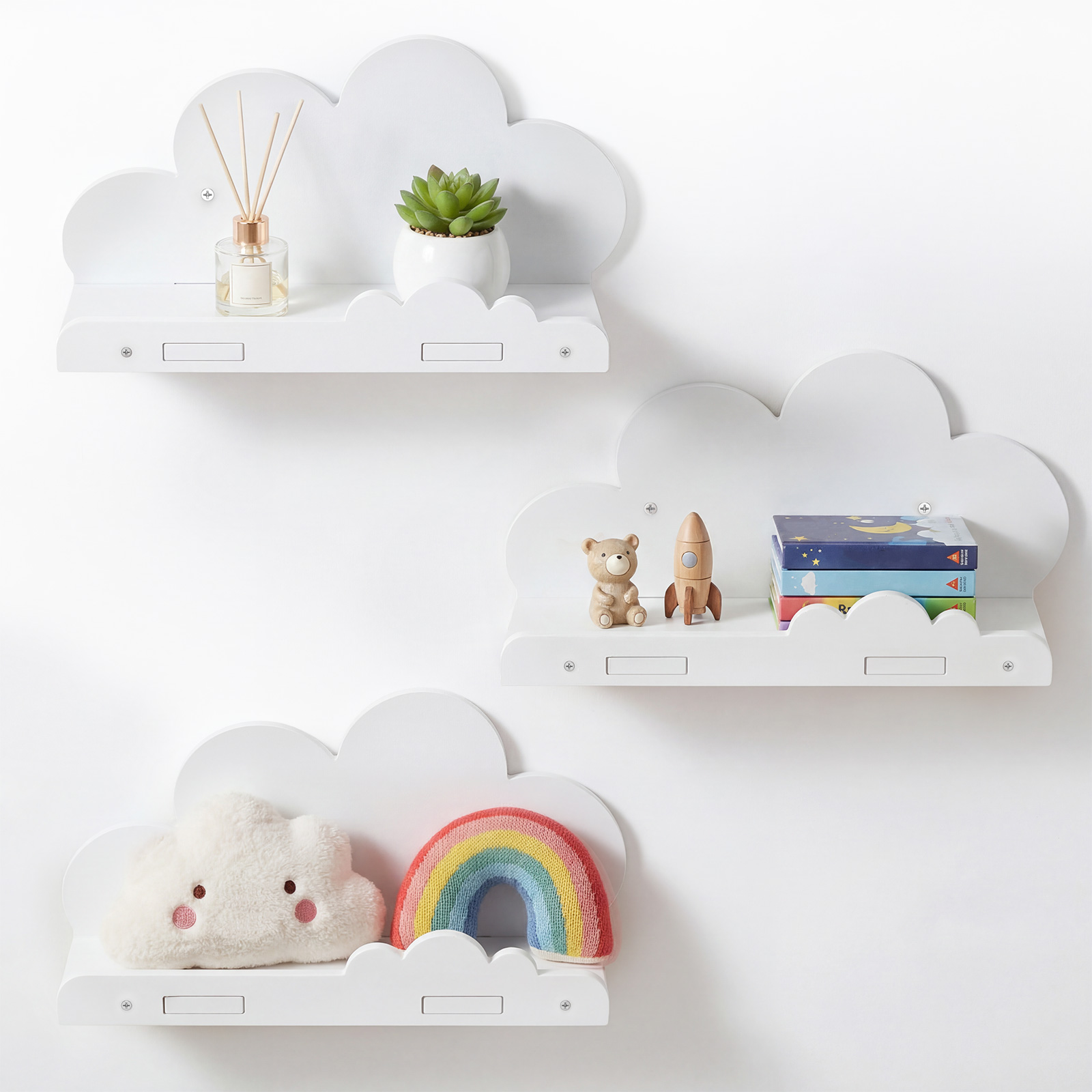 Screw Organizer Kit - 3 stuks wolkvormige zwevende wandplank, houten