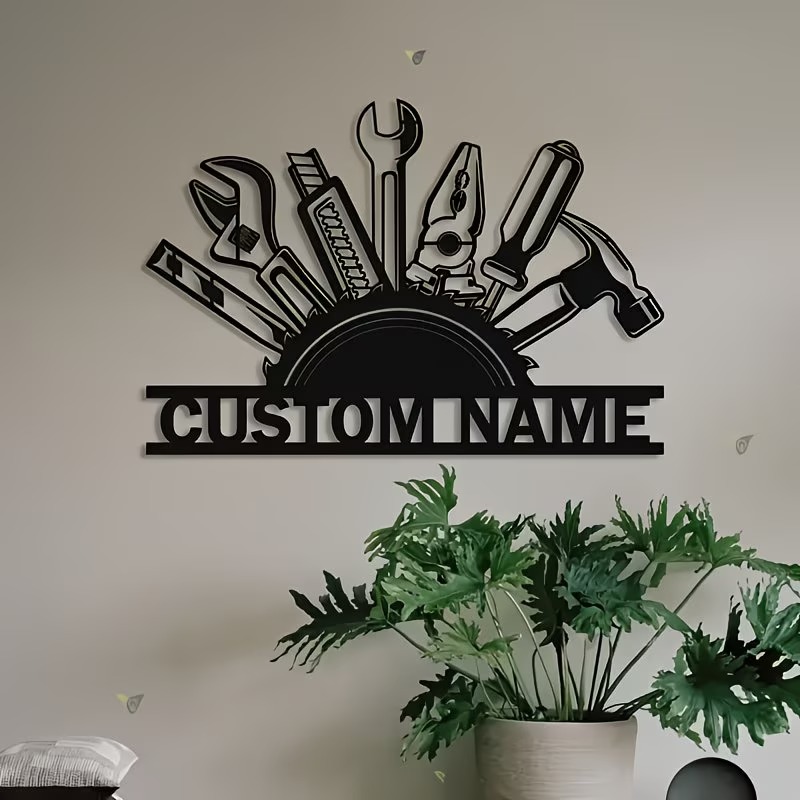 Workshop Tools And Names - Op maat gemaakte metalen gereedschaps-wanddecoratie -