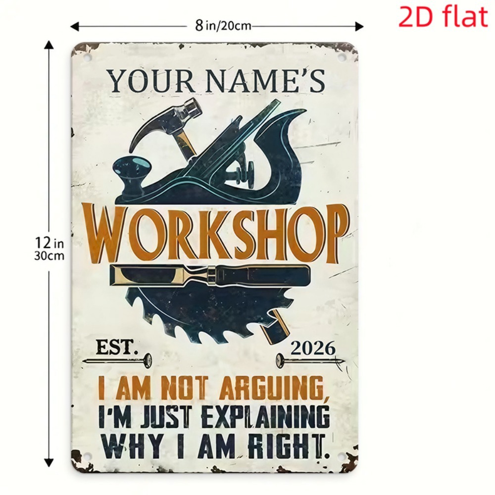 [2D plat] 1 stuk metalen bord  - Workshop Tools And Names recensie en prijs