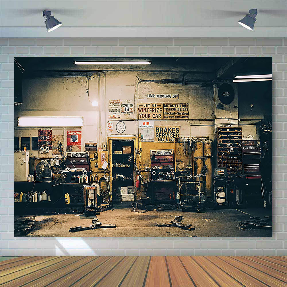 Retro Auto Reparaties Achtergr - Workshop Tools Photos recensie en prijs